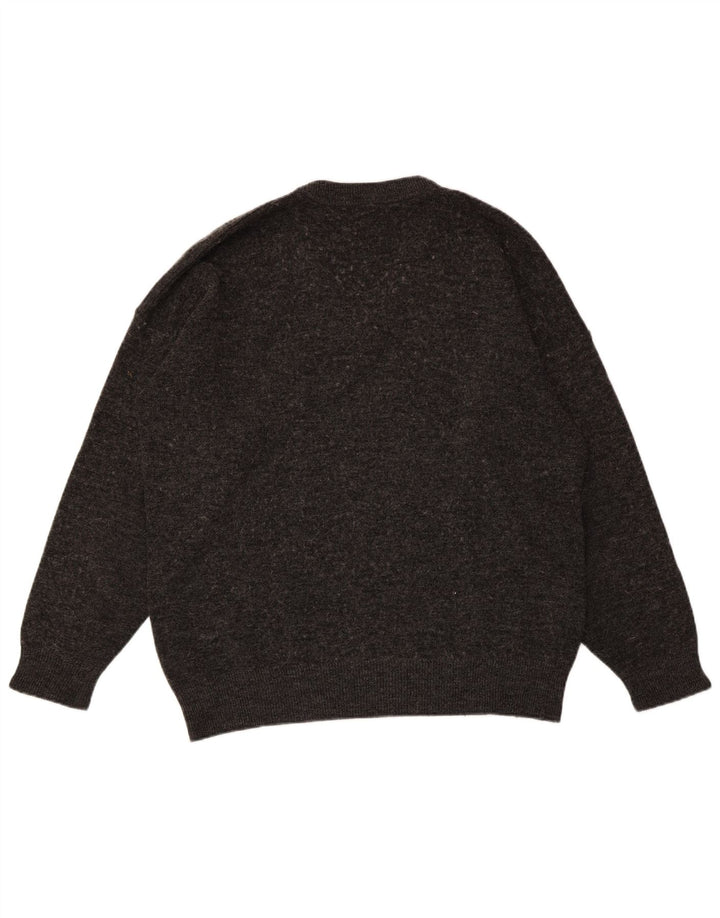 LACOSTE Maglione da uomo con scollo a V taglia 6 XL in lana grigia