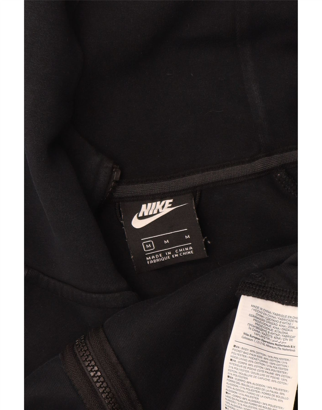 Maglione con cappuccio e zip da uomo NIKE in cotone nero medio
