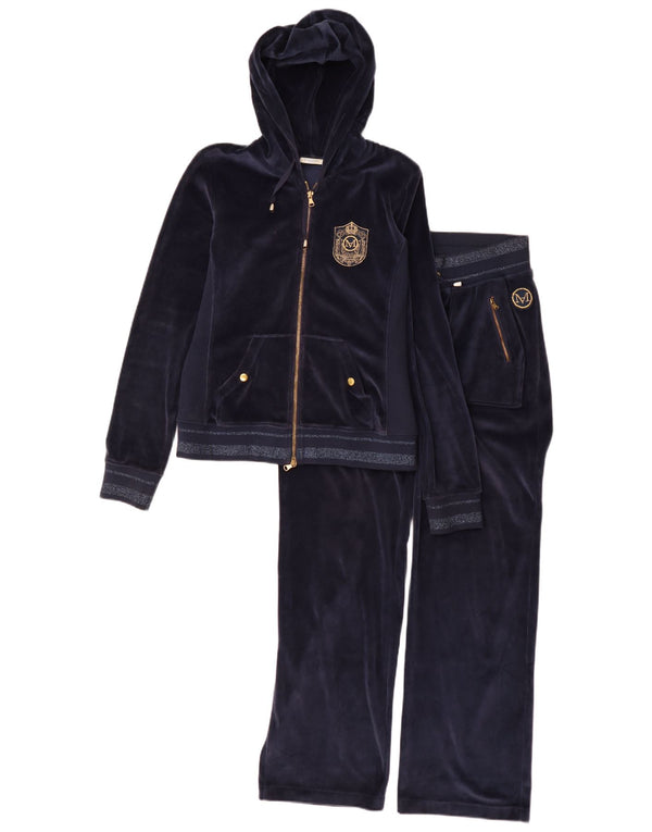 Tuta intera da donna in velluto con cappuccio Marella UK 12 medio cotone blu navy