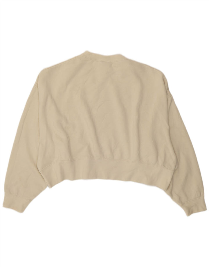 Felpa oversize corta da donna Nike, maglione UK 14, cotone bianco sporco medio