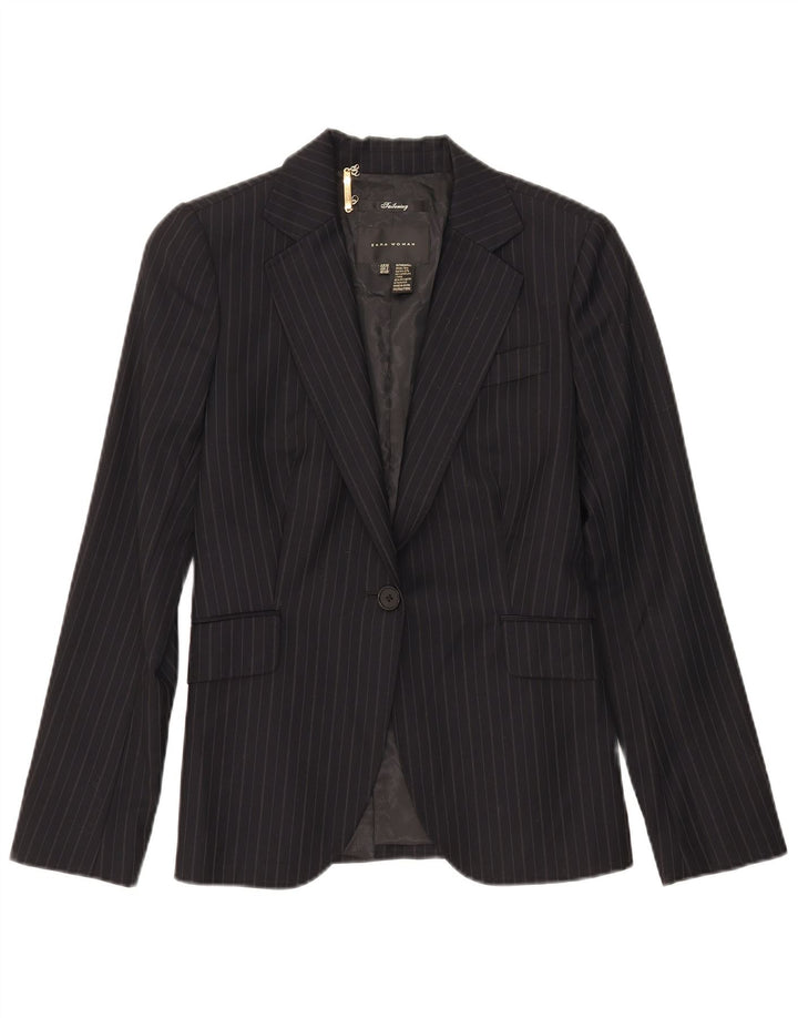 Giacca blazer a 1 bottone da donna Zara EU 38 piccola lana a righe nere