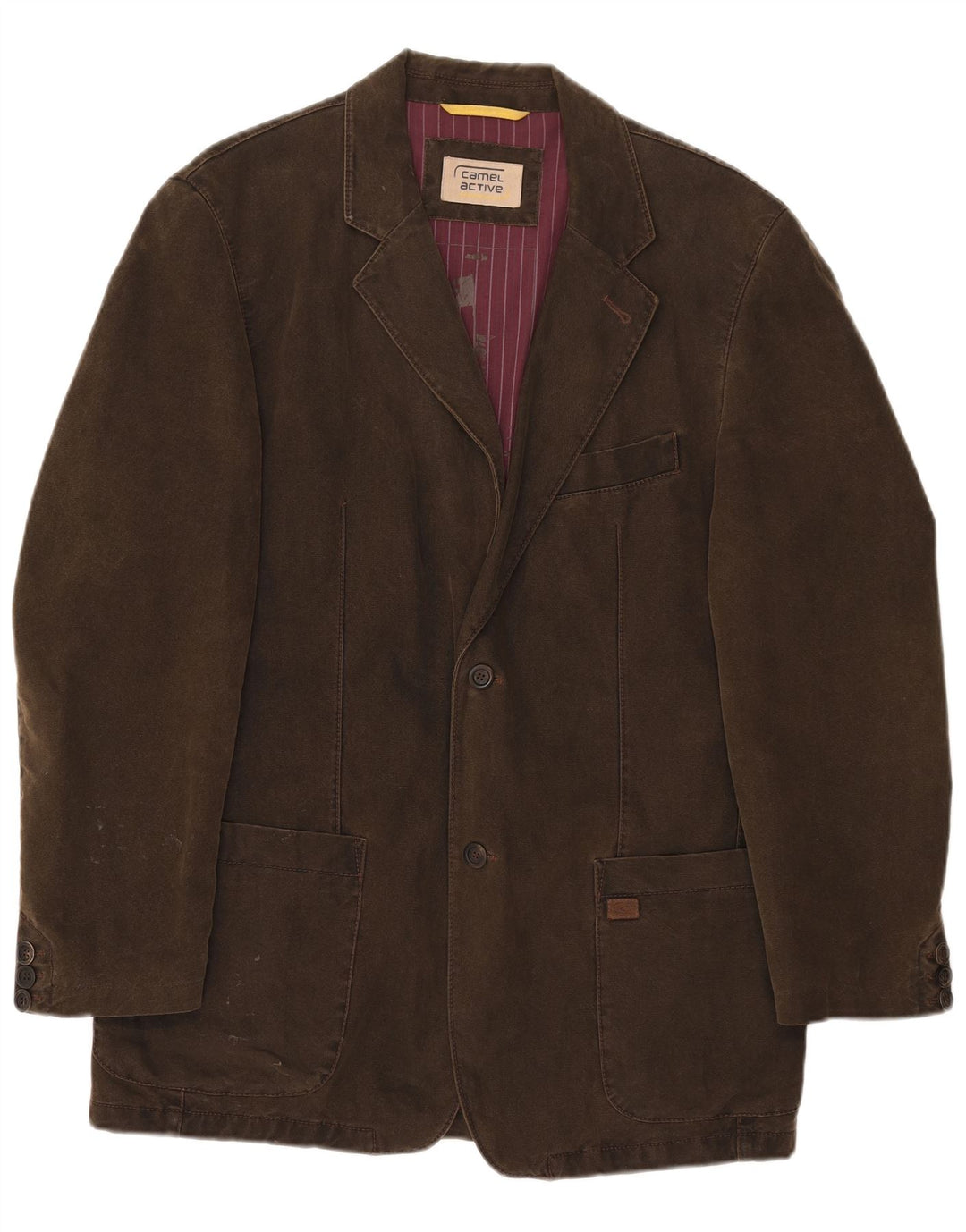Giacca blazer a 2 bottoni da uomo Camel Active IT 50 grande in cotone marrone