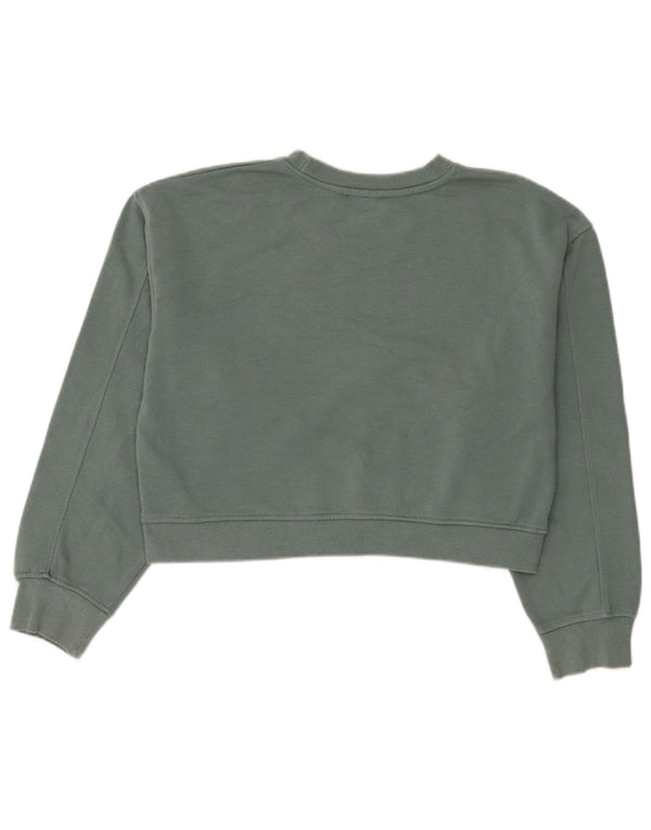 Felpa oversize corta da donna Zara, maglione UK 14, cotone verde medio