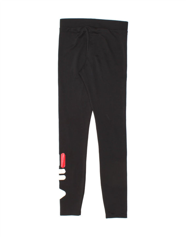 FILA Womens Graphic Leggings UK 8 Small Black Vintage Fila and Second-Hand Fila from Messina Hembry 