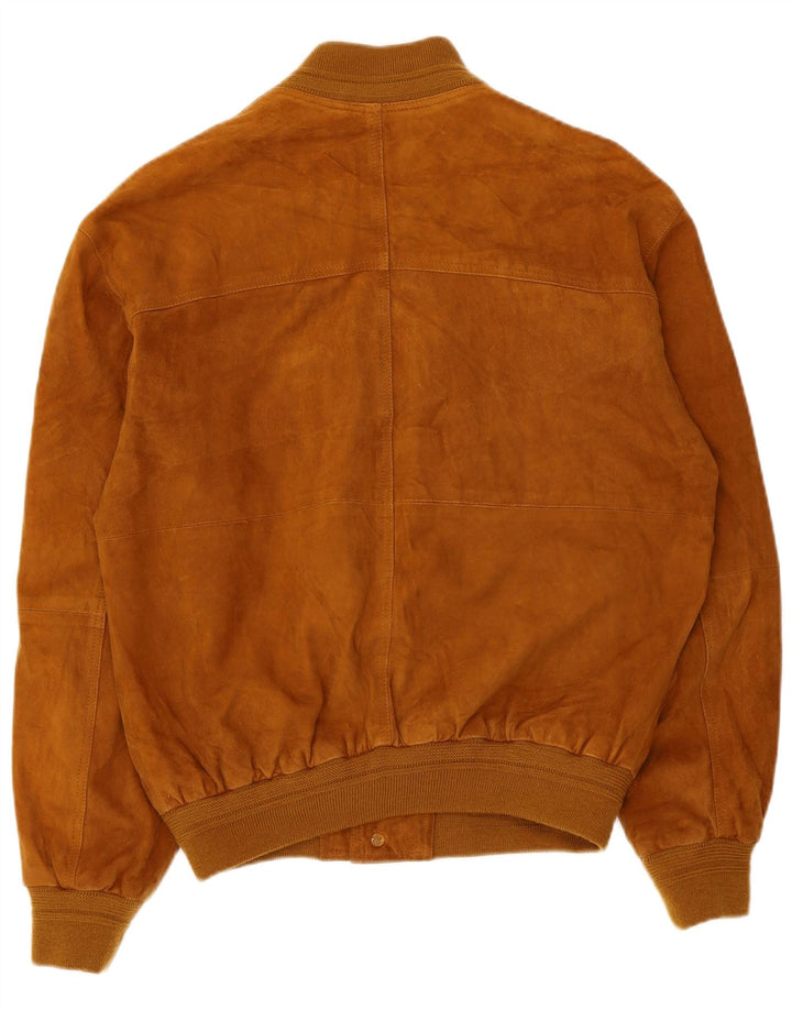 Giubbotto bomber vintage in pelle scamosciata da uomo IT 48 in pelle beige medio