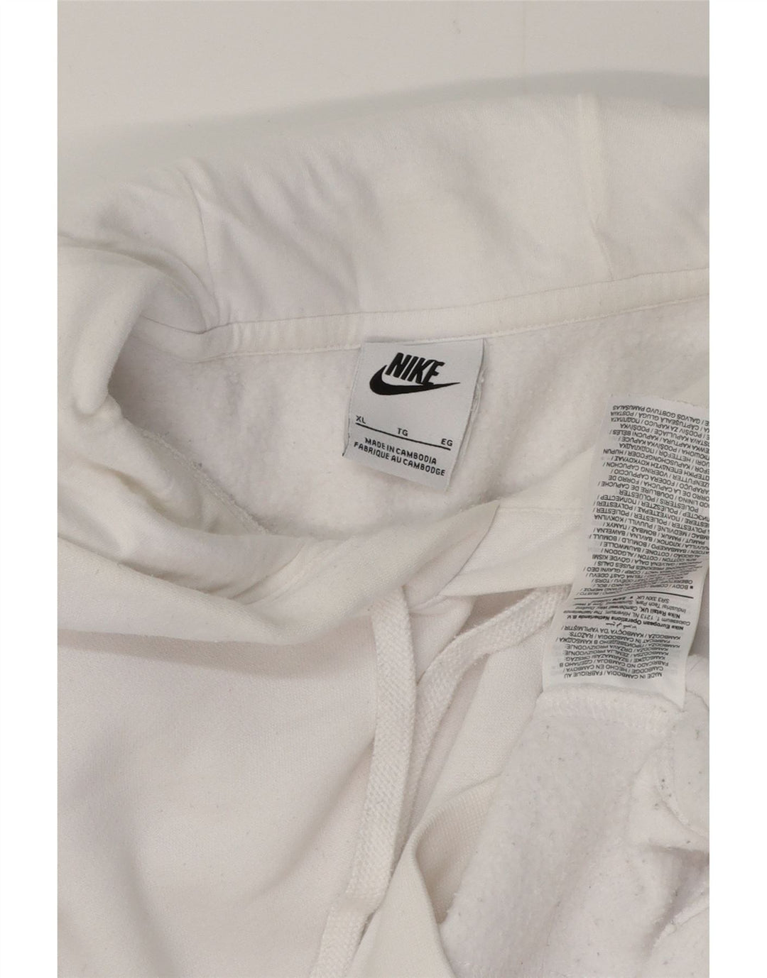 Felpa con cappuccio da uomo NIKE XL in cotone bianco