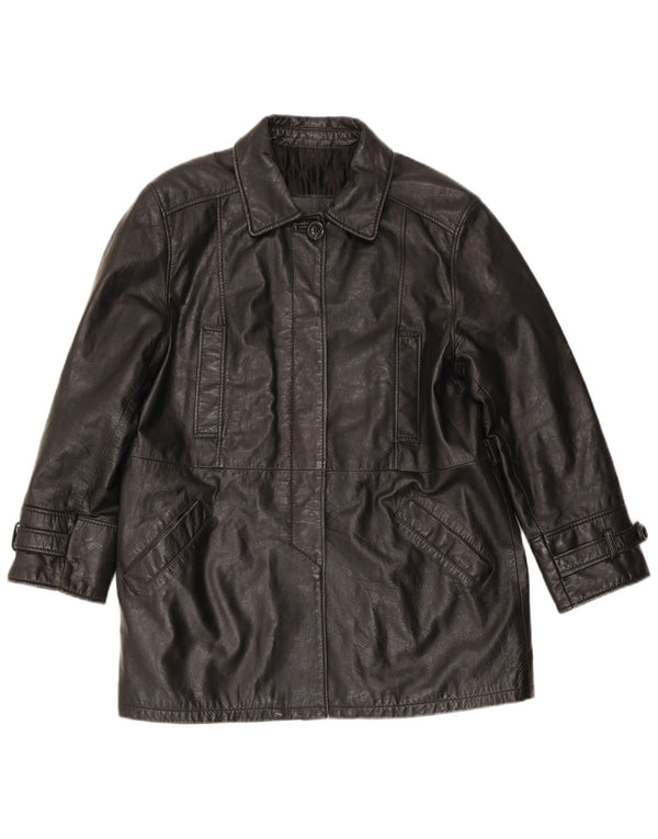 Cappotto Donna in Pelle Lavorazione Artigiana IT 46 Large Nero