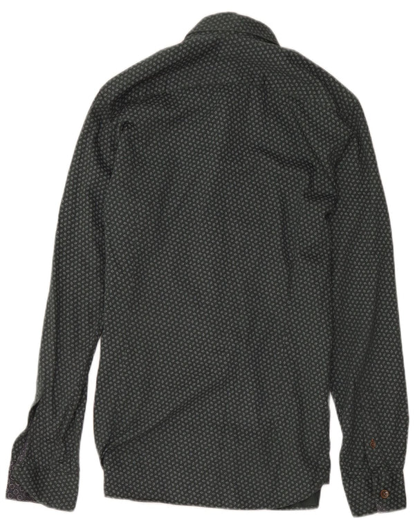 Camicia da uomo Ted Baker taglia 2 piccola in cotone geometrico verde