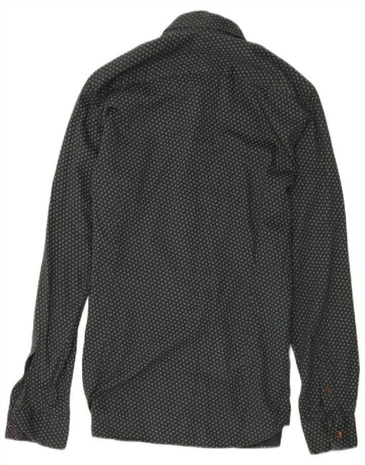 Camicia da uomo Ted Baker taglia 2 piccola in cotone geometrico verde