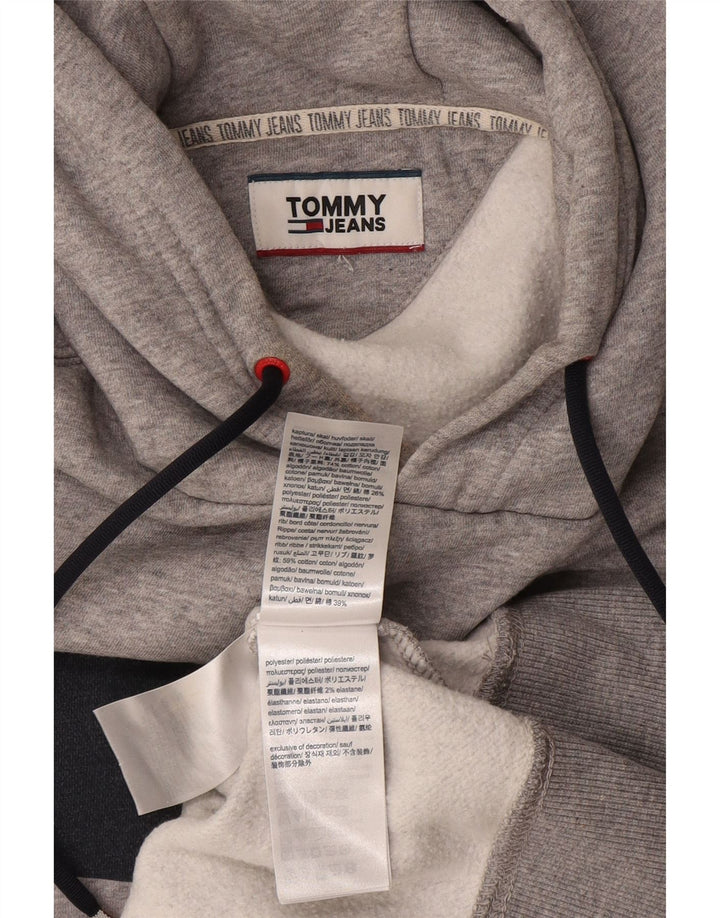 Maglione con cappuccio grafico da uomo Tommy Hilfiger piccolo in cotone color block grigio