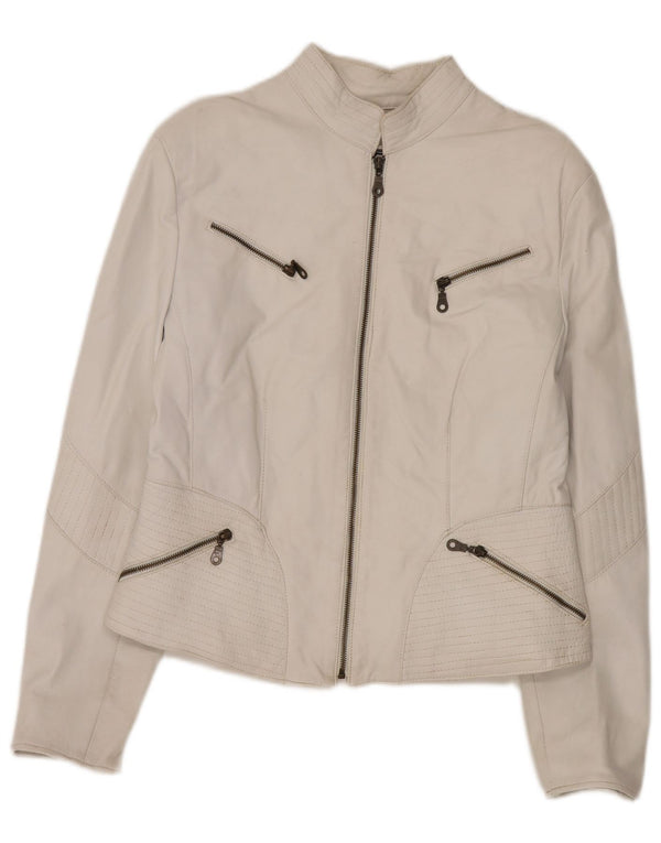 Giacca da corsa in pelle da donna Schegge IT 52 2XL Bianca