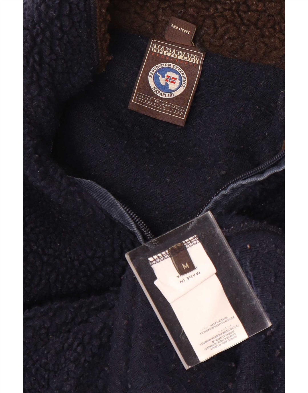 Maglione in pile da uomo Napapijri con collo grafico e zip, poliestere medio blu navy