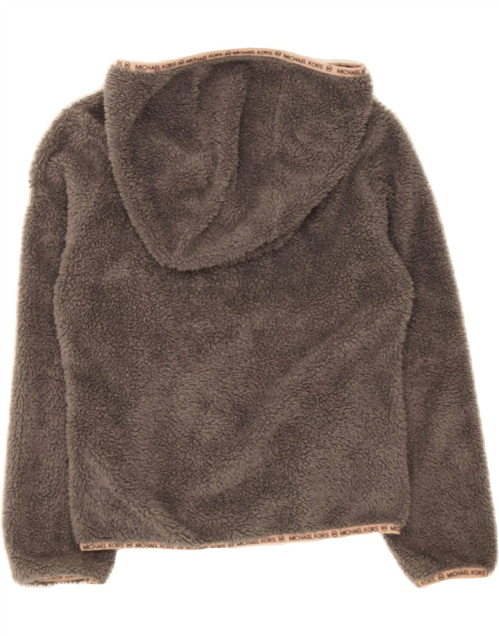 MICHAEL KORS Girls Hooded Fleece Jacket 10-11 Years Grey Polyester Vintage Michael Kors and Second-Hand Michael Kors from Messina Hembry 