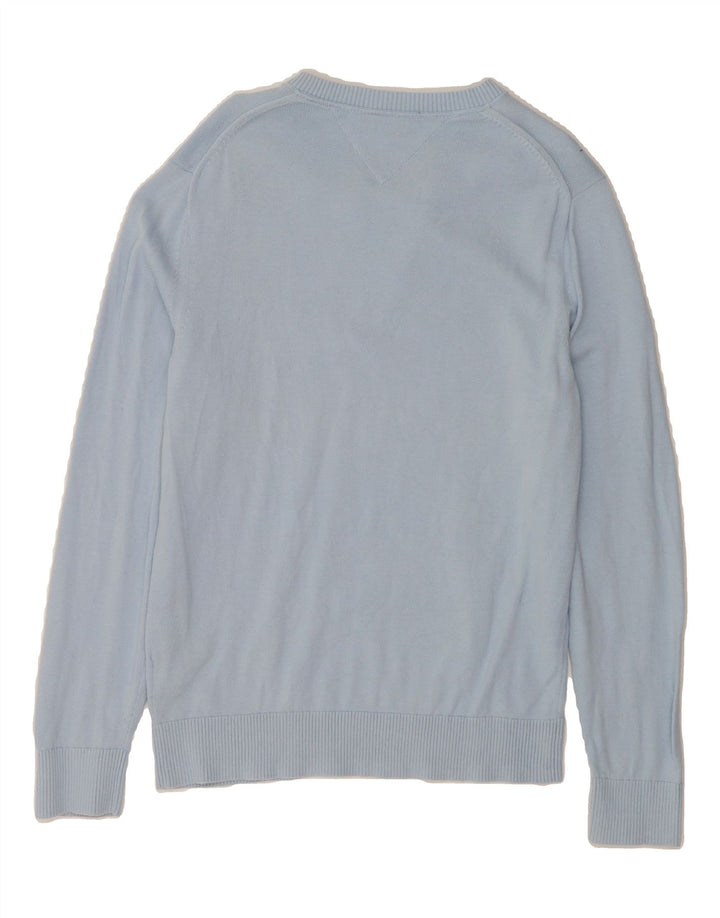 TOMMY HILFIGER Mens V-Neck Jumper Sweater Medium Blue Cotton Vintage Tommy Hilfiger and Second-Hand Tommy Hilfiger from Messina Hembry 