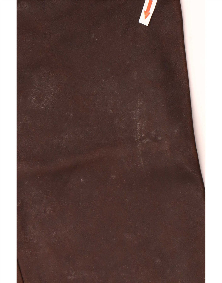 Pantaloni dritti in pelle da uomo American Eagle W36 L32 Marrone