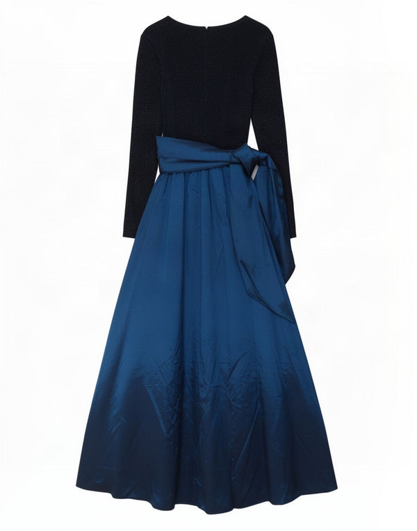 Abito lungo da donna a maniche lunghe Debut UK 10 Small Blu Navy Colourblock
