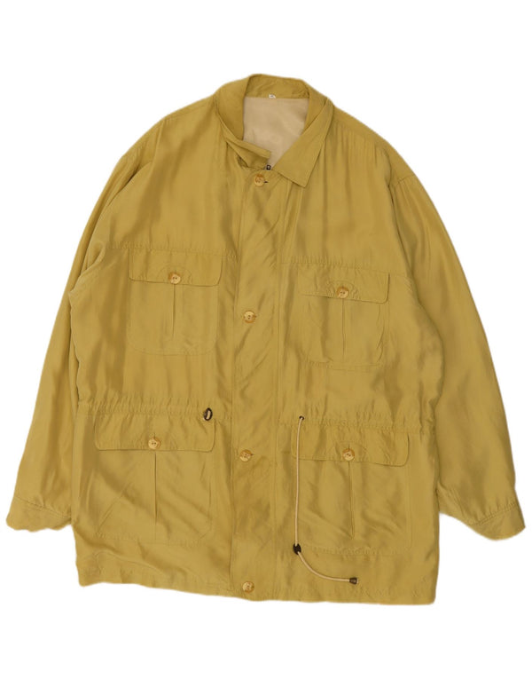 Giacca utilitaria vintage da uomo UK 44 2XL seta gialla
