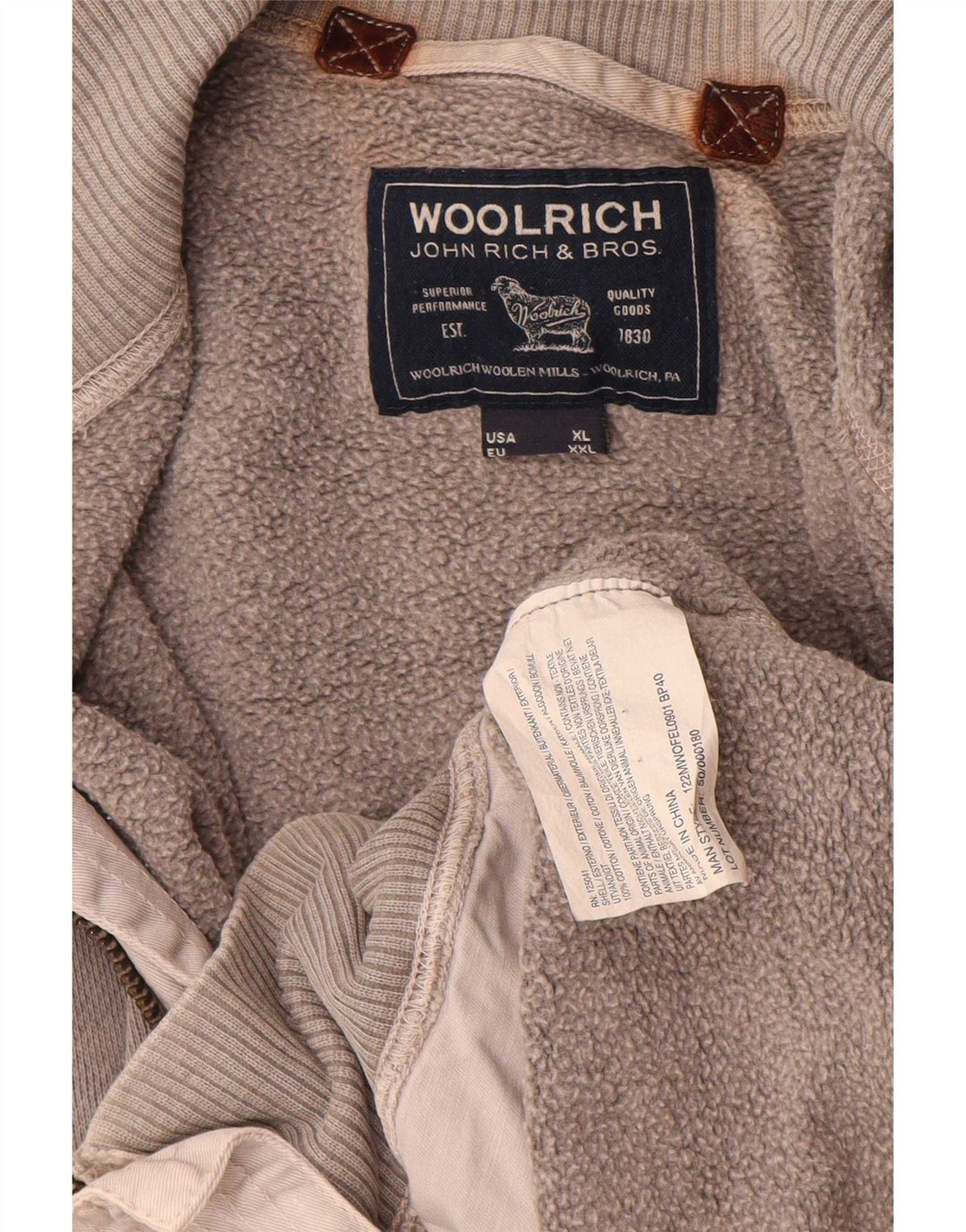 Giacca da ginnastica da uomo Woolrich 2XL in cotone grigio