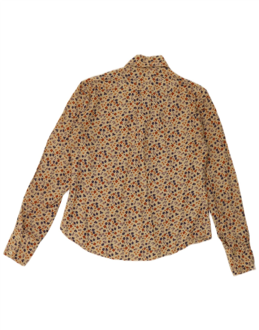 Camicia vintage da donna UK 12 Beige medio floreale