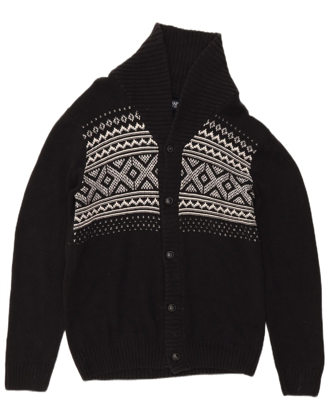 Maglione cardigan da uomo CHAPS piccolo cotone Fair Isle nero