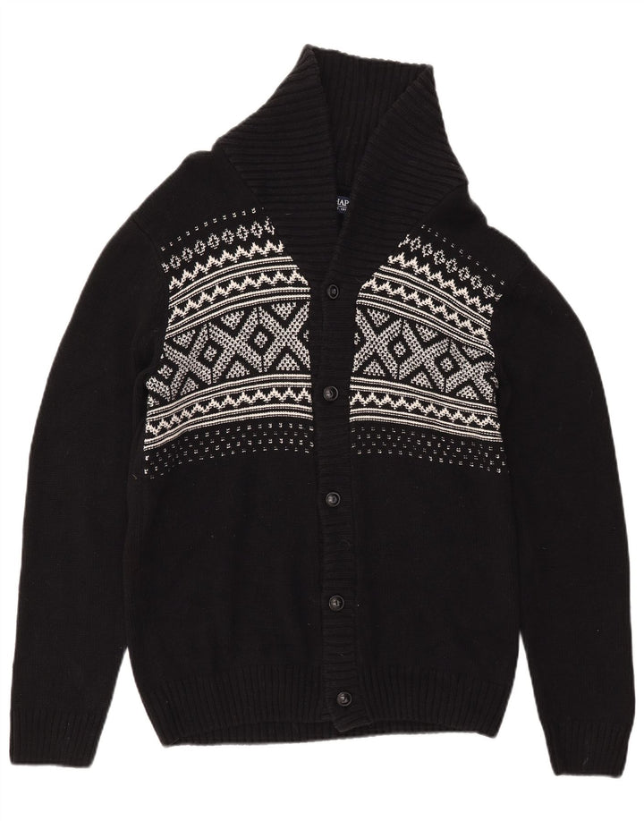 Maglione cardigan da uomo CHAPS piccolo cotone Fair Isle nero