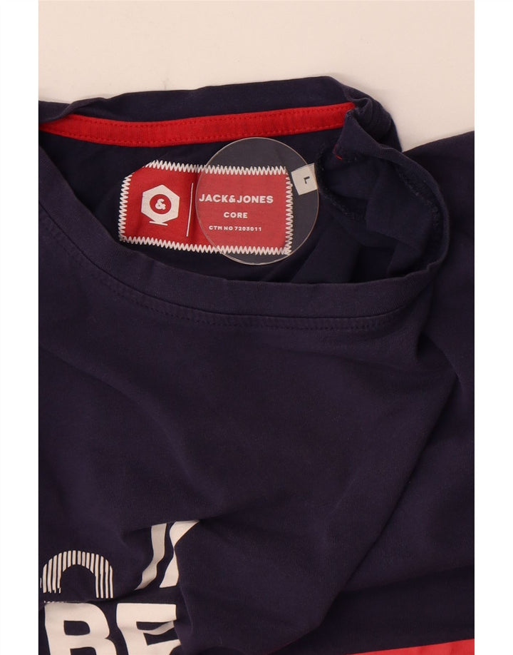 Jack & Jones T-shirt grafica da uomo Top Large Blu Navy Colourblock