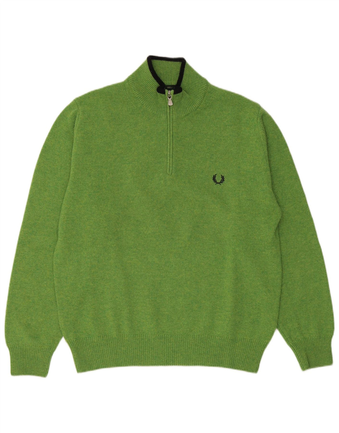 Maglione da uomo con zip e collo Fred Perry in lana verde medio