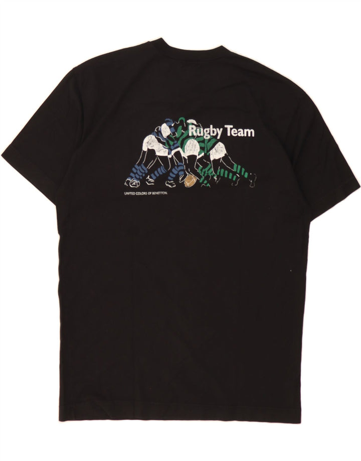 BENETTON Mens Graphic T-Shirt Top Large Black Vintage Benetton and Second-Hand Benetton from Messina Hembry 