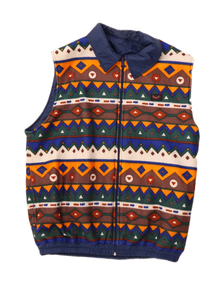 Gilet reversibile da uomo AMERICA UK 40 Large Blu navy geometrico in poliammide
