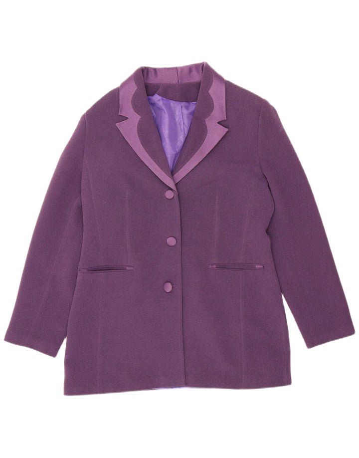 Giacca blazer vintage da donna a 3 bottoni UK 12 viola medio