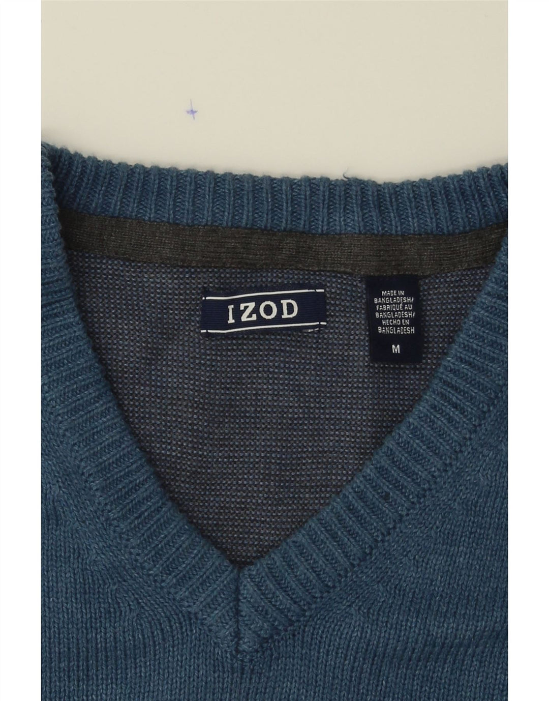 IZOD Mens V-Neck Jumper Sweater Medium Blue Cotton Vintage Izod and Second-Hand Izod from Messina Hembry 