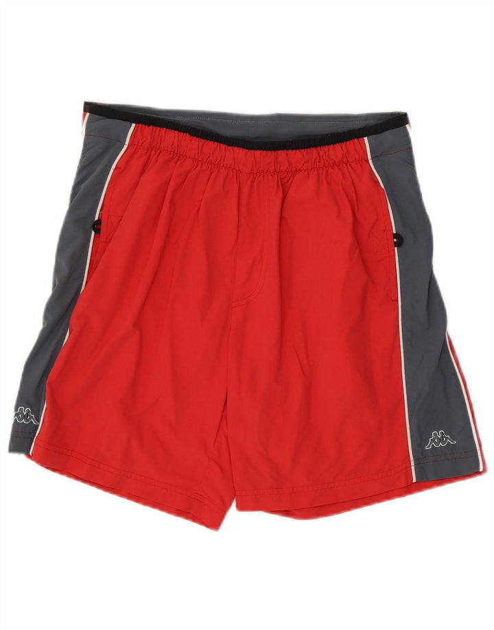 Pantaloncini da bagno grafici da uomo Kappa in poliammide color block rosso medio