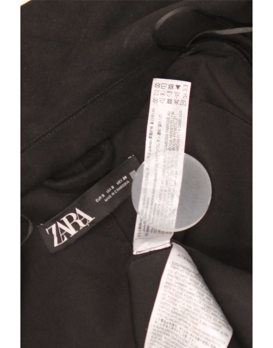 Soprabito oversize aperto da donna Zara UK 10 piccolo classico in poliestere nero
