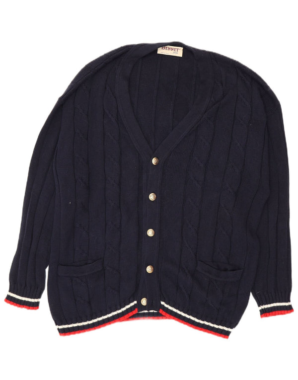 Maglione cardigan da uomo Bennett IT 56 XL Cotone a righe blu navy