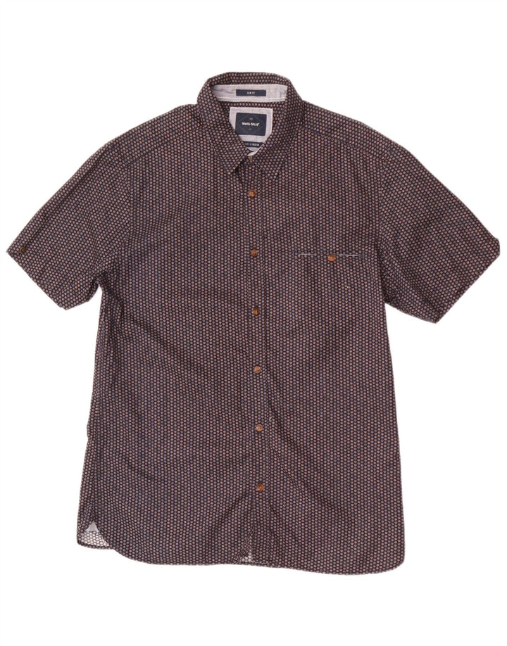WHITE STUFF Camicia slim fit da uomo a maniche corte blu navy medio maculato
