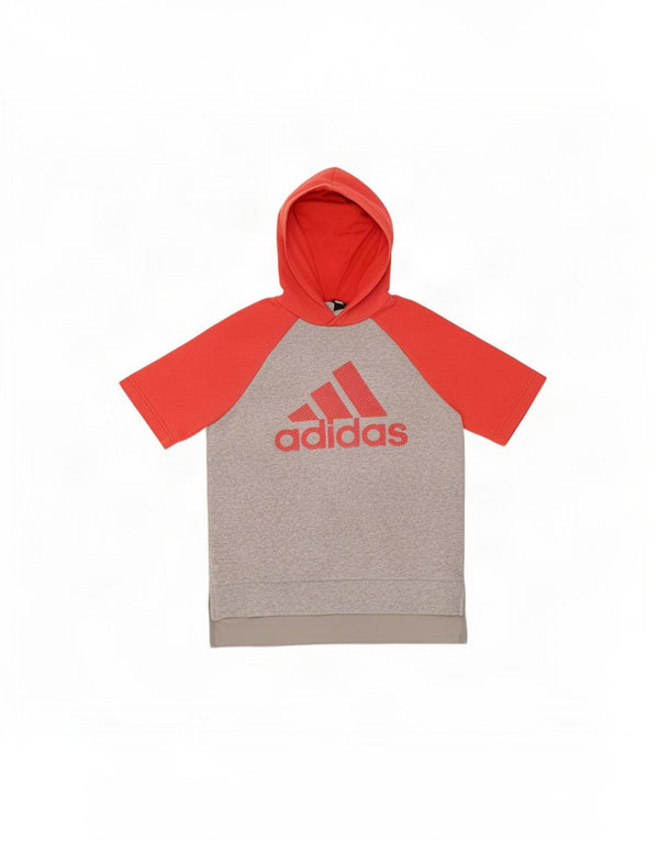 Felpa con cappuccio grafica da donna Adidas UK 8/10 Small Grey Colourblock