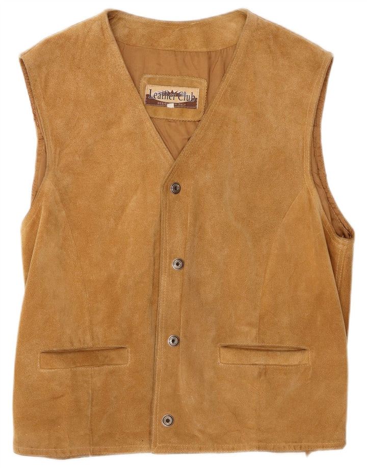 Gilet Uomo Camoscio VINTAGE IT 50 Pelle Beige Medio