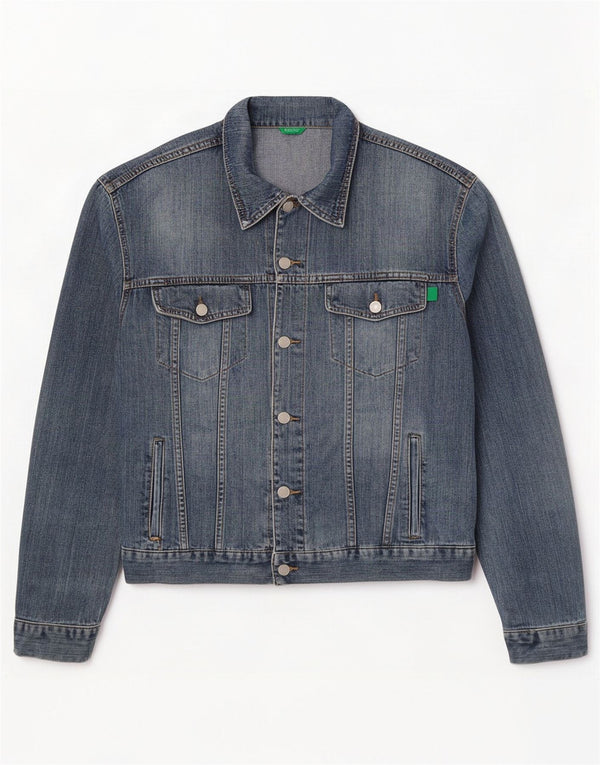 Giacca di jeans da uomo Benetton UK 40 grande cotone blu