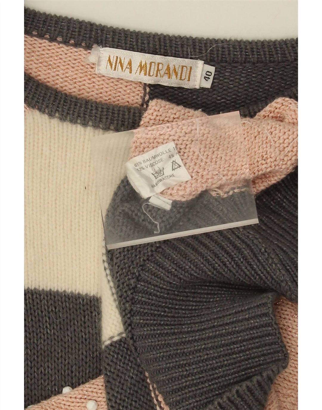 VINTAGE Womens Boat Neck Jumper Sweater EU 40 Medium Multicoloured Vintage Vintage and Second-Hand Vintage from Messina Hembry 