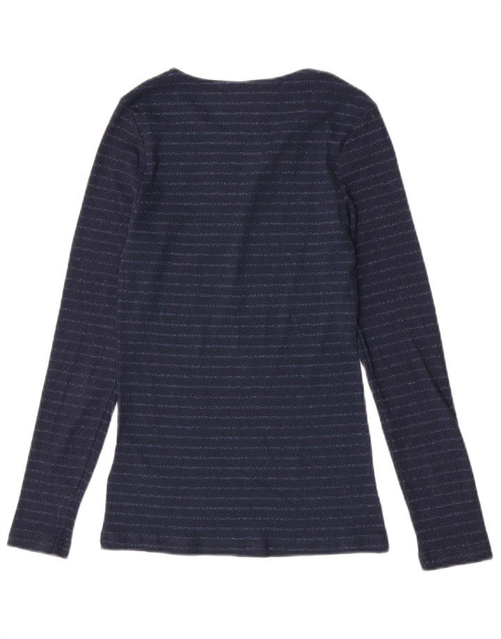 Marks & Spencer Top da donna a maniche lunghe UK 8 Small Blu Navy a righe