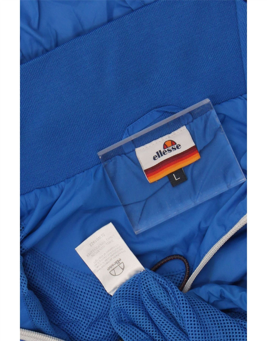 ELLESSE Giacca antipioggia da uomo con cappuccio UK 40 Large Blu Nylon