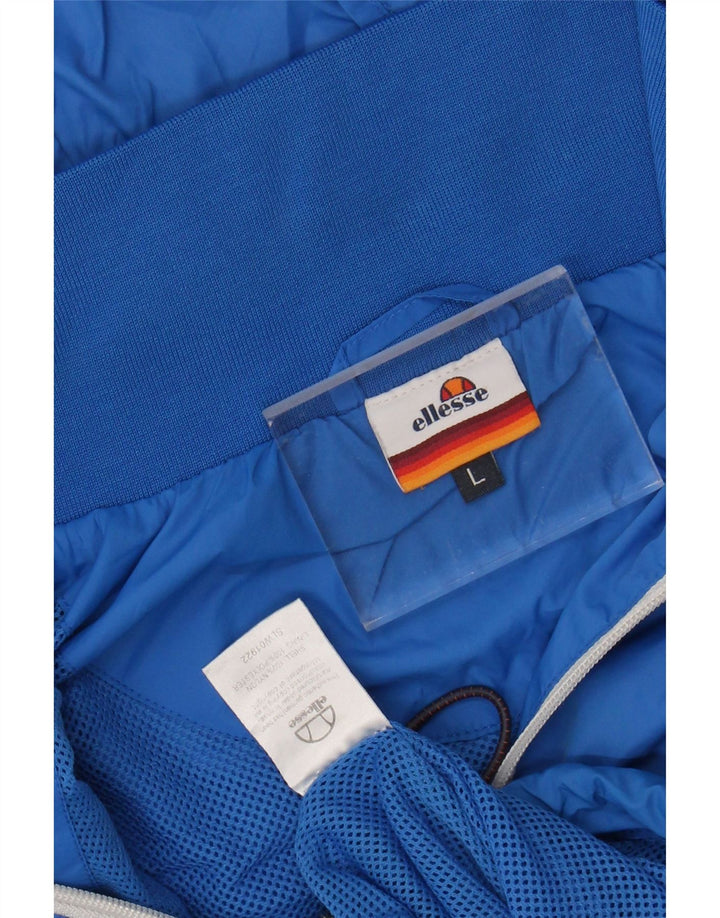 ELLESSE Giacca antipioggia da uomo con cappuccio UK 40 Large Blu Nylon