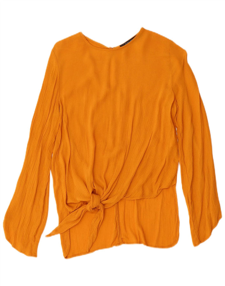 Camicetta a maniche lunghe da donna Zara UK 10 piccola viscosa gialla