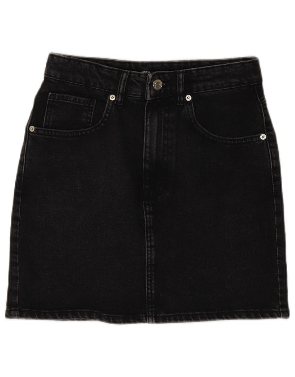 Minigonna di jeans Zara da donna piccola W26 in cotone grigio
