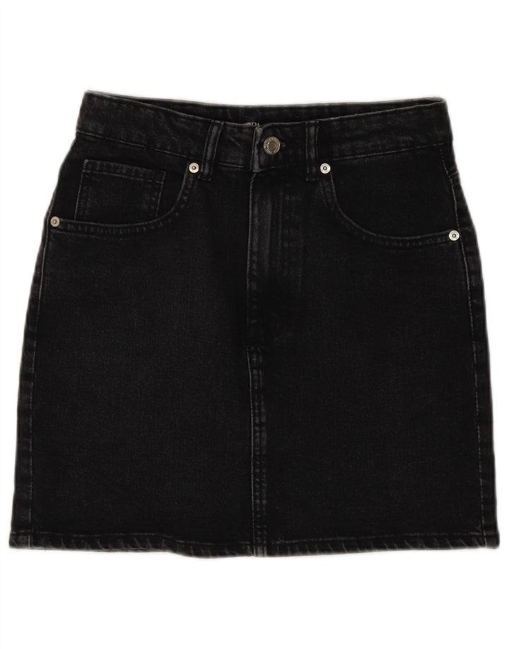Minigonna di jeans Zara da donna piccola W26 in cotone grigio