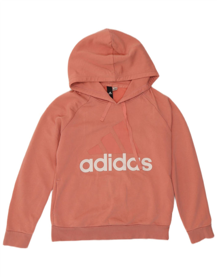 Felpa con cappuccio grafica da donna Adidas UK 14 rosa medio