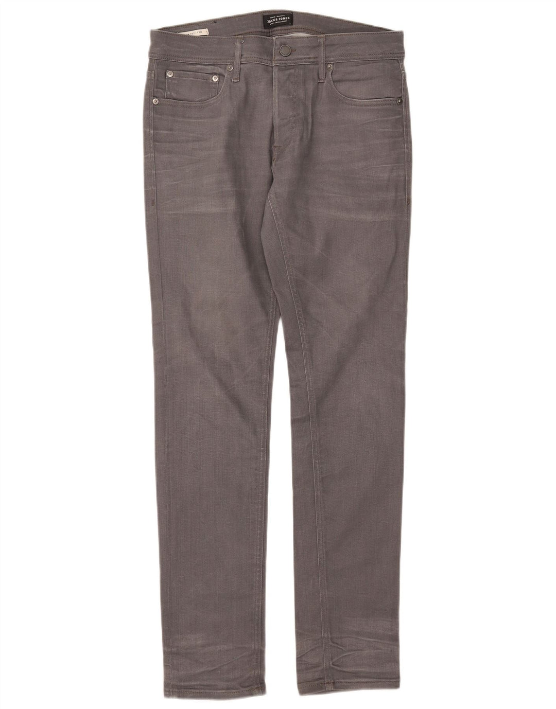 Jack & Jones Uomo Tim Slim Jeans W31 L32 Cotone Grigio
