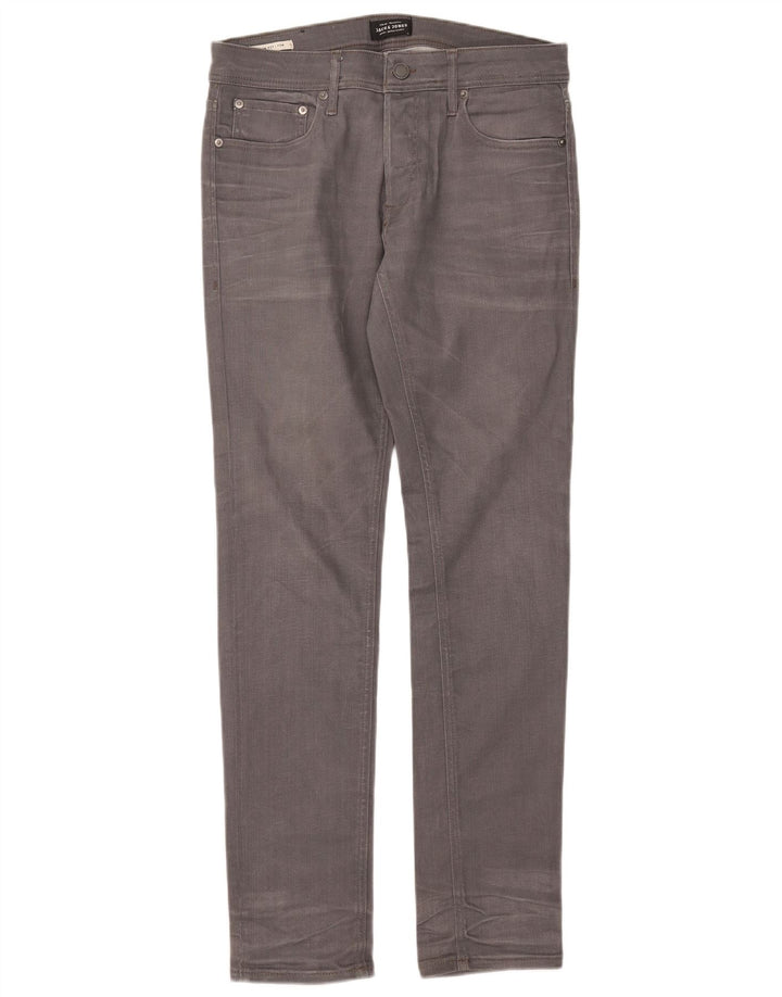 Jack & Jones Uomo Tim Slim Jeans W31 L32 Cotone Grigio