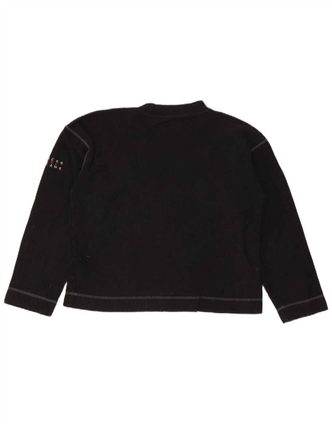 Guess Top da donna a maniche lunghe UK 14 medio cotone nero