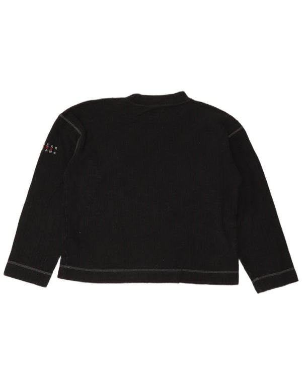 Guess Top da donna a maniche lunghe UK 14 medio cotone nero